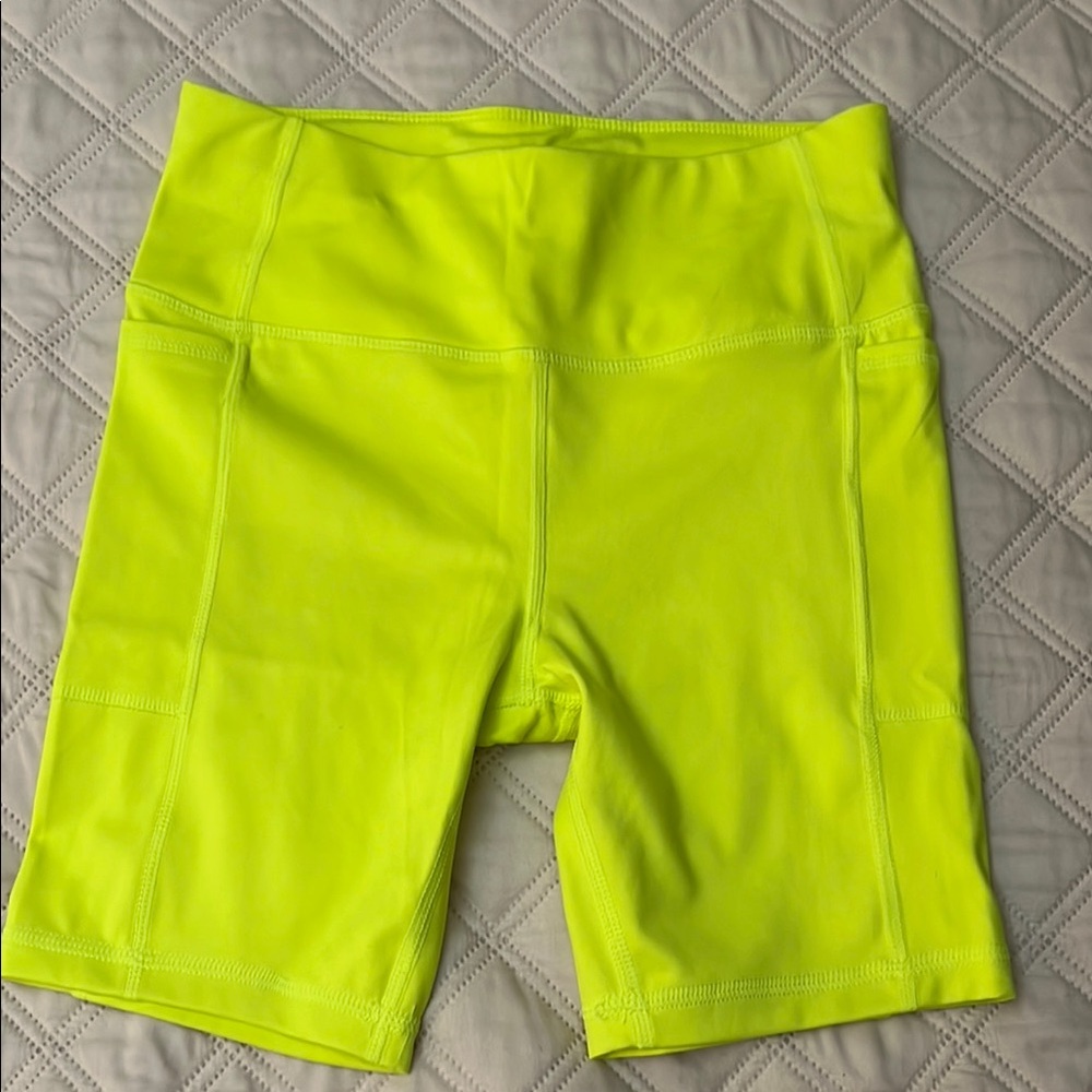 Athletic Works Yellow Bike Shorts Moisture-Wicking Performance